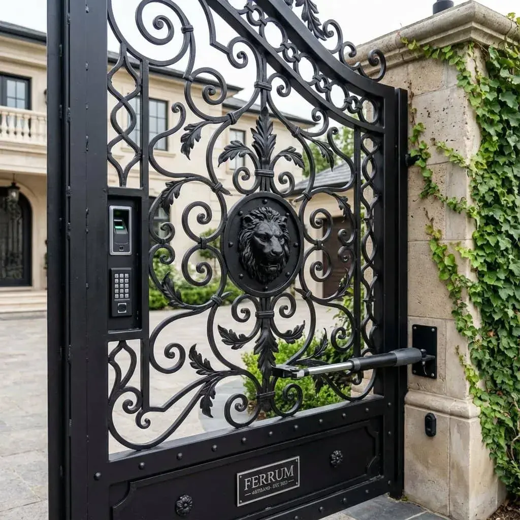 Puerta de portal de comunidad moderna en acero inoxidable